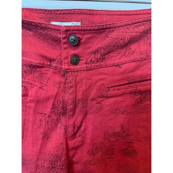 Chico's Design VTG Red Pants Graphic Print High Waisted Straight Leg Pants Sz 12 - Picture 6 of 7